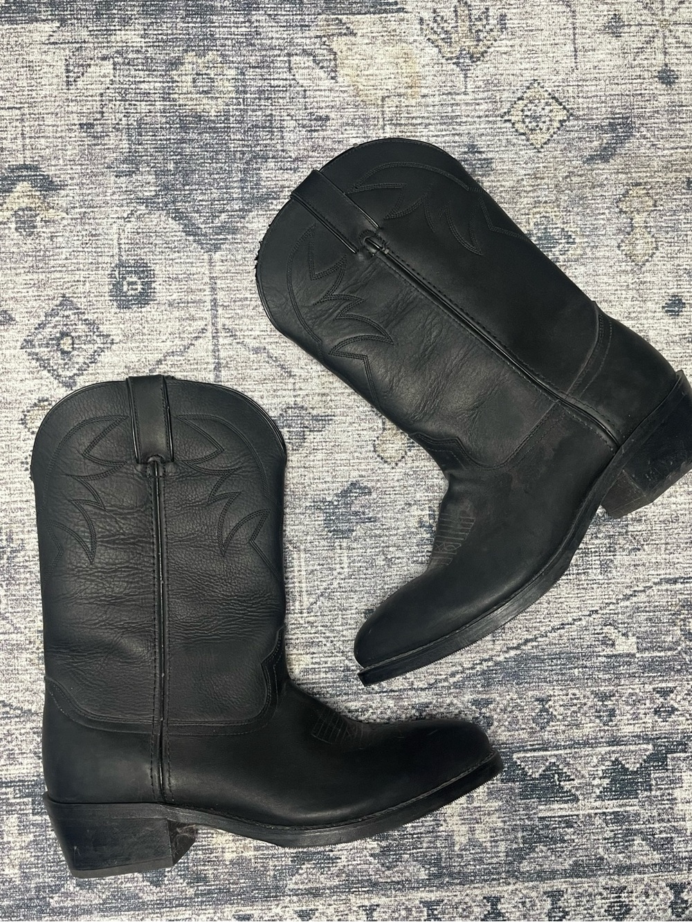 Durango | Men’s Western Oiled Black Leather Cowboy Boot Stitched Pull Tab 9.5EE